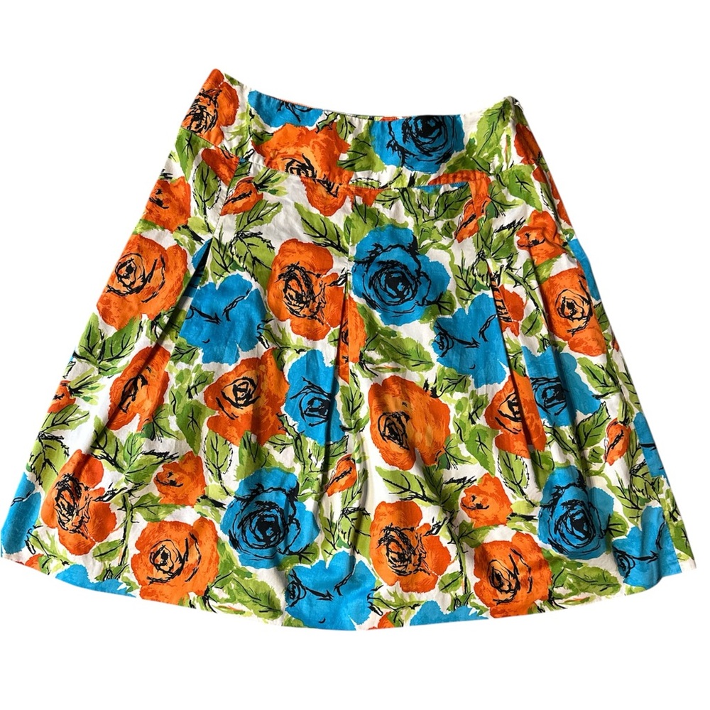 Talbots Floral A-Line Skirt. 100% Cotton. Side Zipper.  Size 10. 28” Waist 24” L